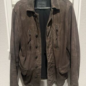 All Saints Brown “Warner” Sheep’s Leather Blazer